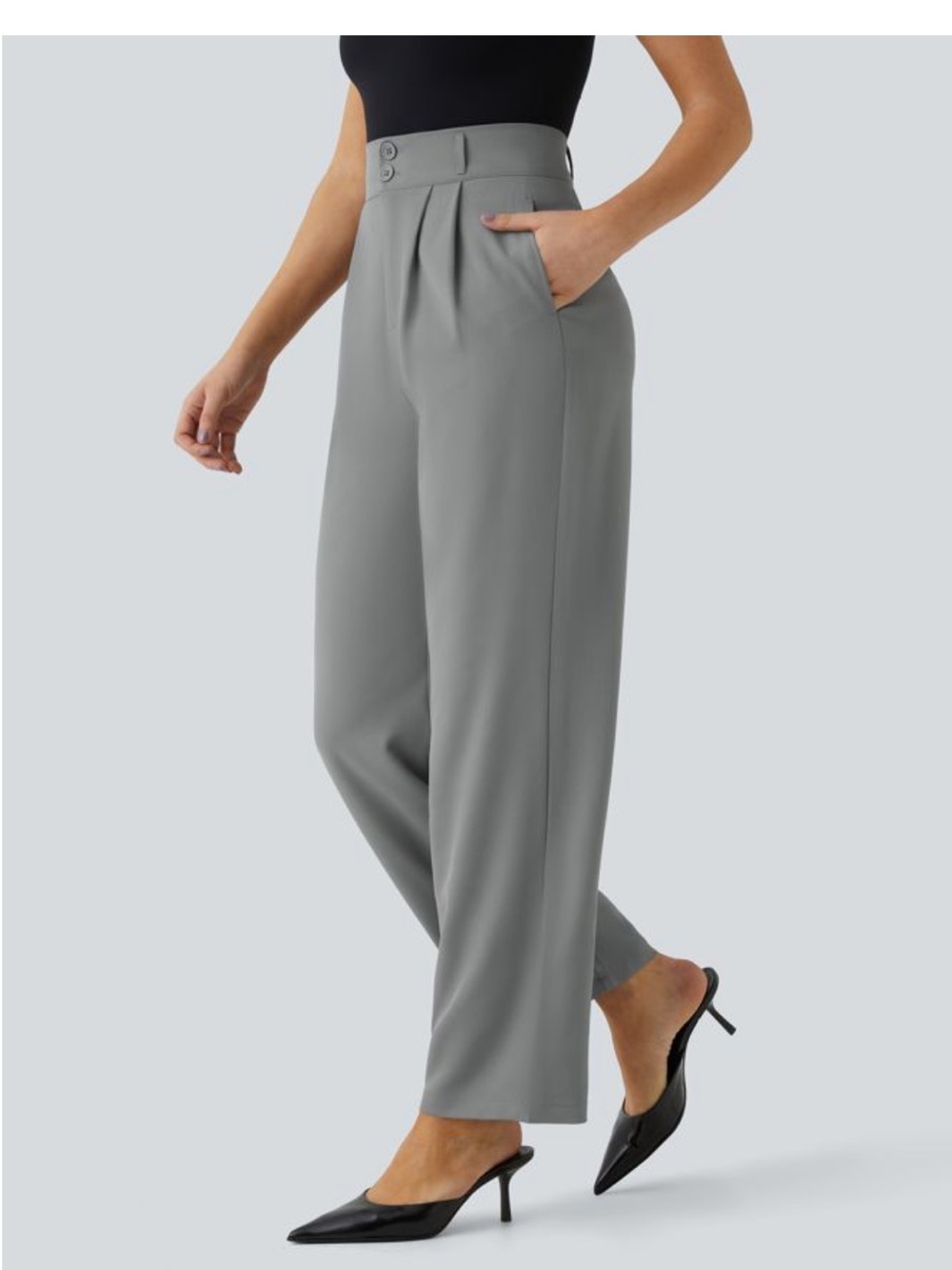 Halara Flex High Waisted Straight Leg Work dress Pants size Small gray